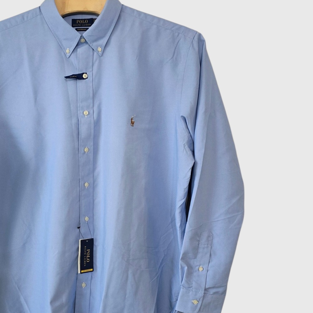 Polo Ralph Lauren Performance Shirt Mens 2XLT Blue Wicking Button Down LS